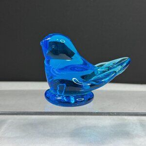 Vintage Leo Ward Blue Birds Of Happiness Figurine 1989 Glass Sculpture
